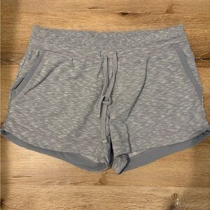 Athleta Techie Cotton French Terry Lounge Shorts with Pockets in Heather Gray